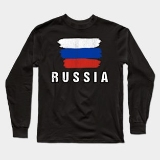 Painted Russia Flag Russian Flag Fan Long Sleeve T-Shirt